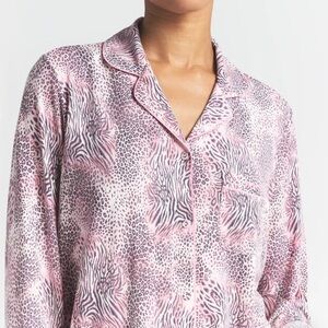 SKIMS Pink and Gray Animal Print Pajama Set